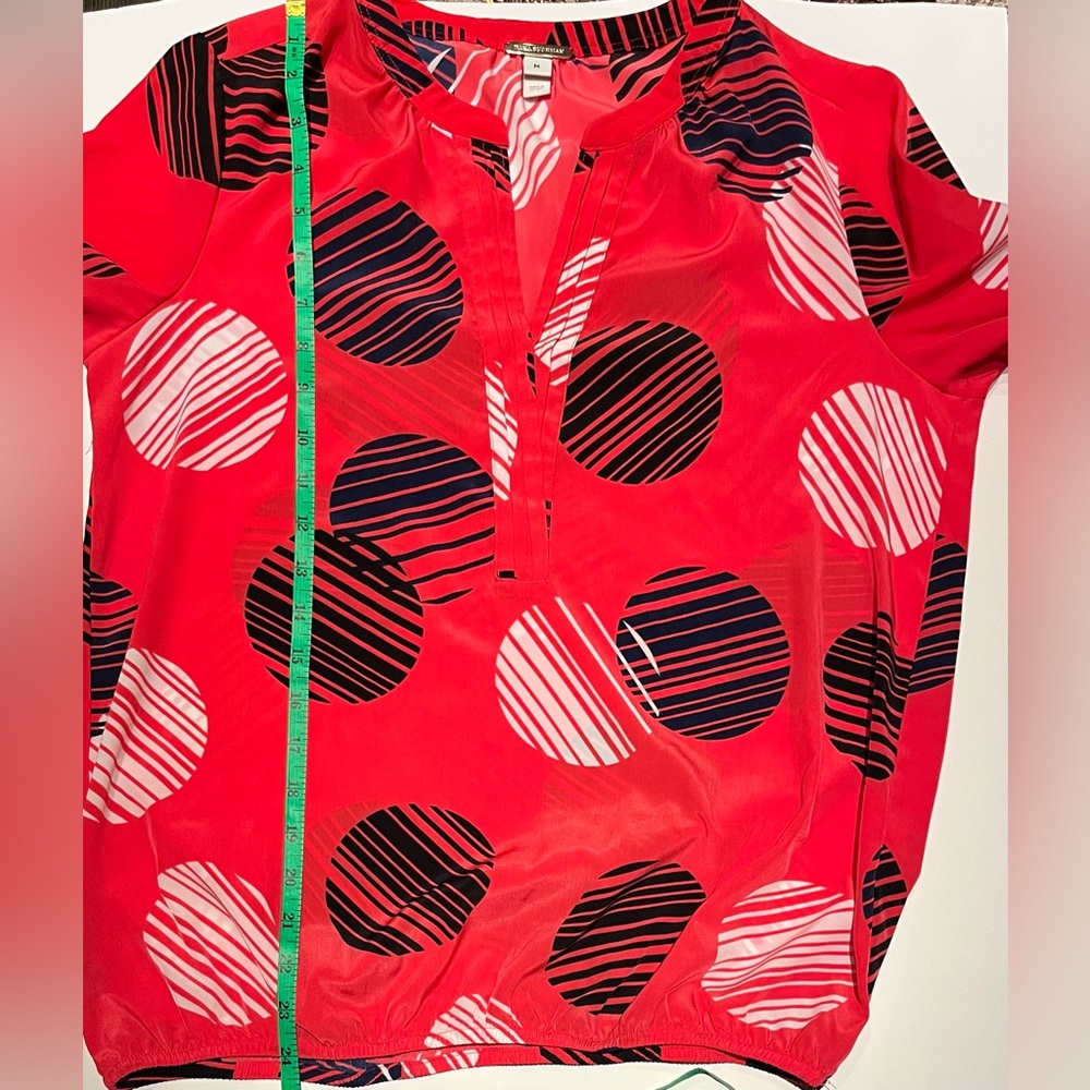 Dana Buchman Red and Black Striped Polka Dot Blouse - Picture 4 of 4